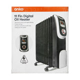 Anko 11 Fin Digital Oil Heater / 3 Heat Settings - Black
