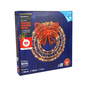 Lytworx 60cm 160 LED Festive Decorative Twinkling Christmas Wreath