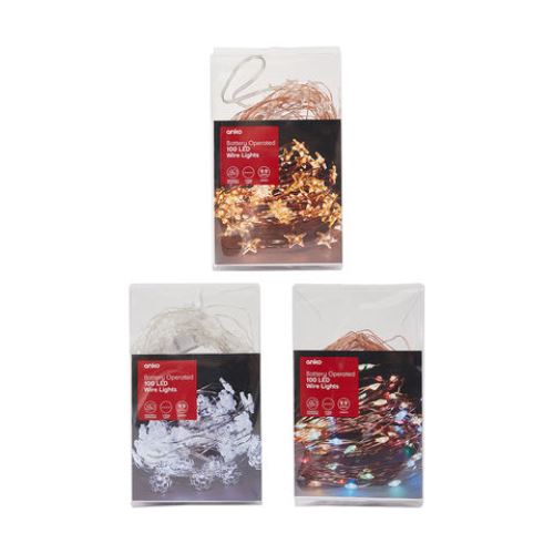 Battery Operated 100 LED Wire Lights - Assorted* - TheITmart