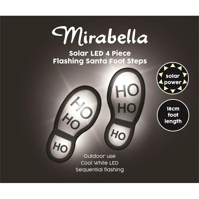 Mirabella 4 Piece Solar LED Flashing Santa Foot Steps