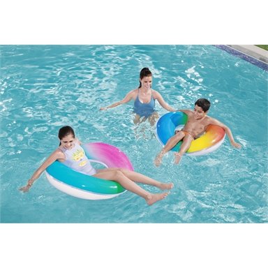 Bestway 91cm Rainbow Inflatable Pool Ring / Safety Valve