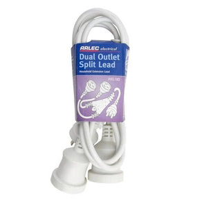 Arlec 1.8m Domestic Dual Outlet Split Extension Lead - White