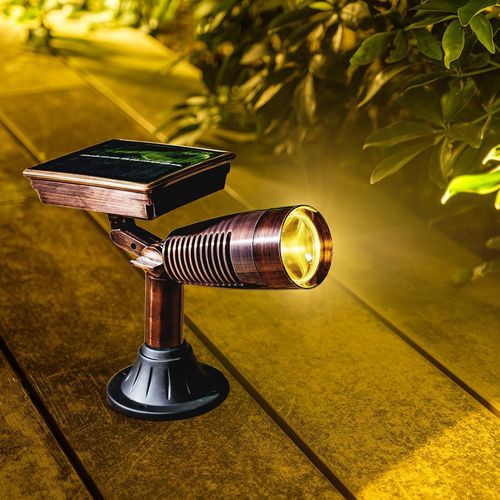 Luxzone 15cm 100 Lumens Brushed Bronze LED Solar Spotlight - TheITmart