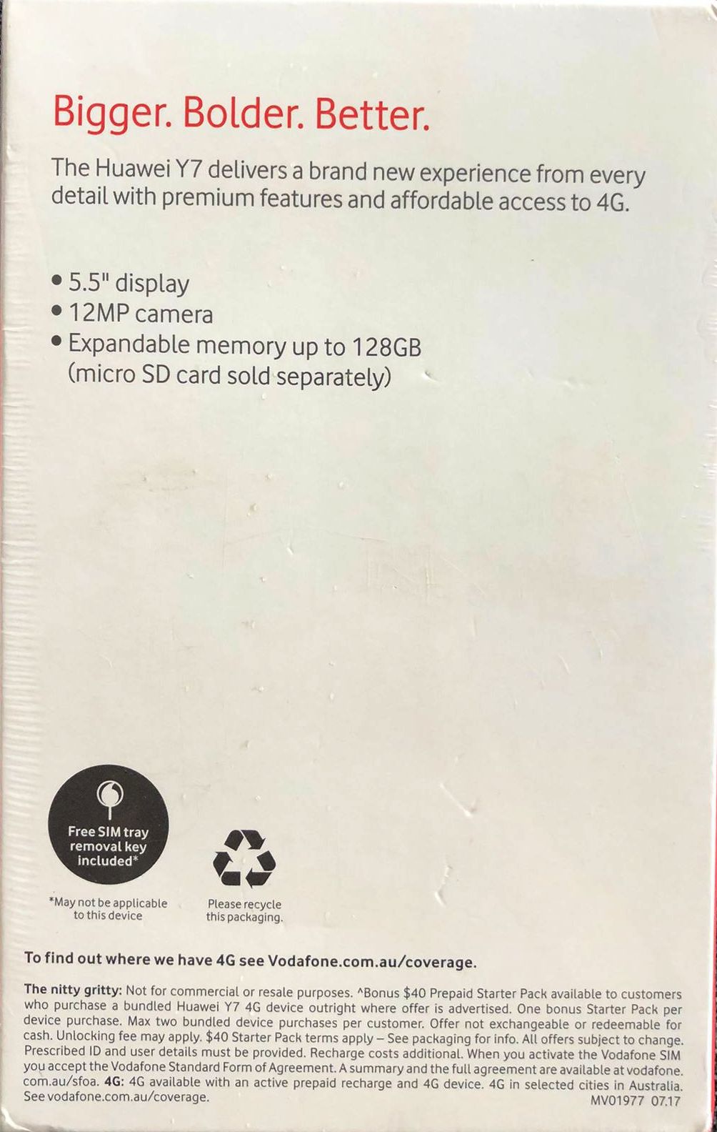 Huawei Y7 4G  Locked to Vodafone Phone - White