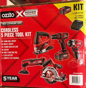 Ozito PX5PAK-300C CORDLESS 5 Piece Tools Kit 18V Power X Change