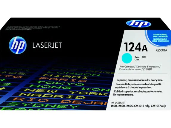 HP 124A Cyan Original LaserJet Toner Cartridge, Q6001A