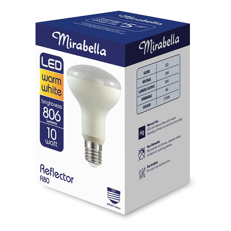 Mirabella LED R80 ES 10W 806 Lumens - Warm White