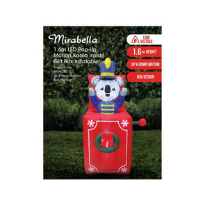 Mirabella Festive 1.6m LED Pop-up Koala in Gift Box Inflatable