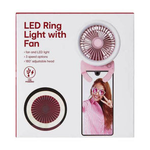 Anko USB Powered LED Ring Light with Fan- Pink / 180 Adjustable Head/ 3 Fan Speeds