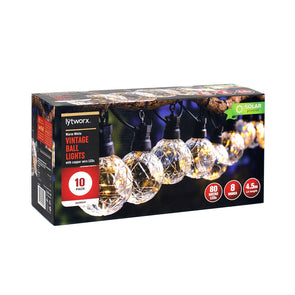 Lytworx 4.5m 80 Warm White LED Vintage Ball Solar Lights