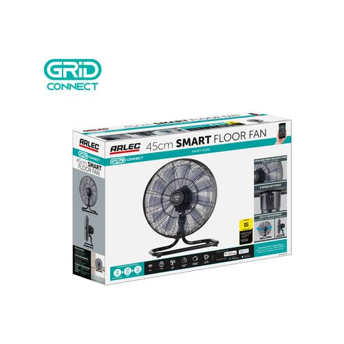 Arlec 45cm Black Grid Connect Smart DC Floor Fan - AFDC4501HA / 6 Speed Setting