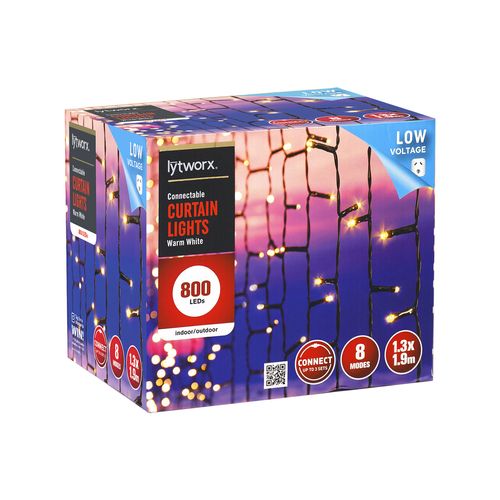 Lytworx 800 LED 8 Function Modes Warm White Connectable Curtain Lights - TheITmart