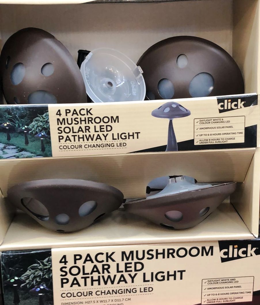 Click 17.5cm Mushroom Solar LED Pathway Light - 4 Pack