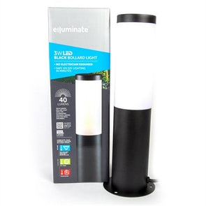 Elluminate Black Warm White Garden Bollard - Black