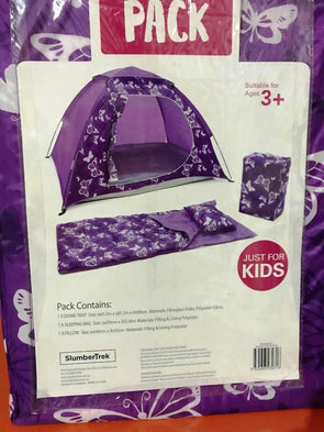 SlumberTrek Explorer Travel Kit/ Camping Pack for 3+ Kids- Purple/Blue