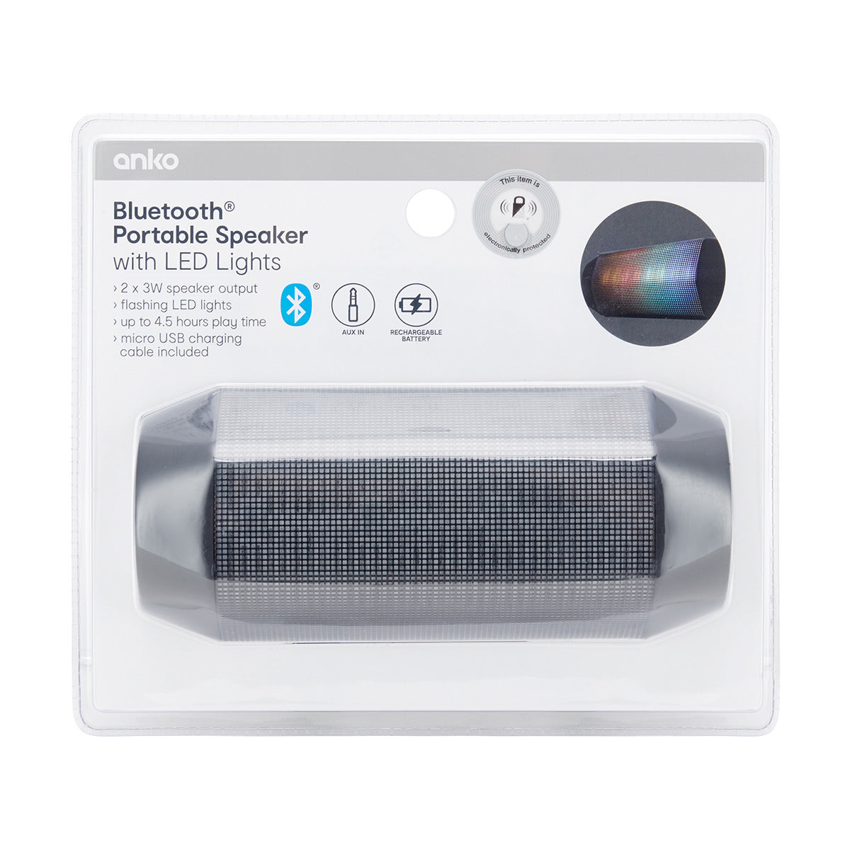 Anko Bluetooth Portable Speaker with LED Lights