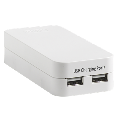 HPM Twin 2.1A USB Charger With Lead / White