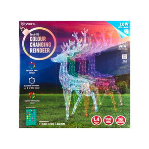 Lytworx 1.4m Tech-IQ Colour Changing Reindeer/Low-Voltage/Indoor Or Outdoor