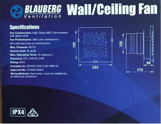 Blauberg Wall Fan Ventilation 150mm Bathroom Exhaust Extraction - TheITmart