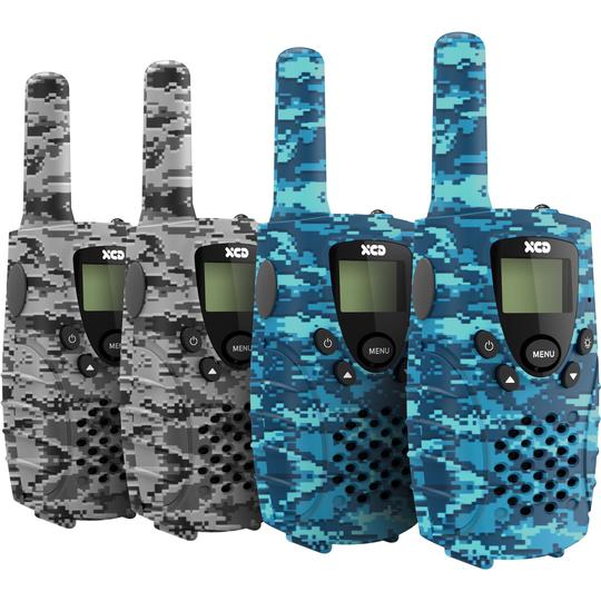 XCD UHF CB Handheld Radio 4 Pack (Grey & Blue Camouflage) / 80 Channels/ 6KM Range - TheITmart