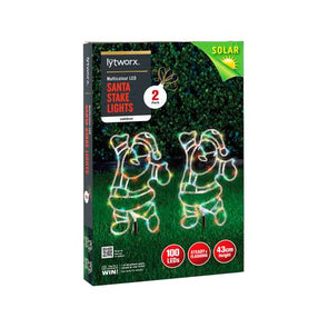 Lytworx Multicolour Solar Festive Santa Stake Lights - 2 Pack