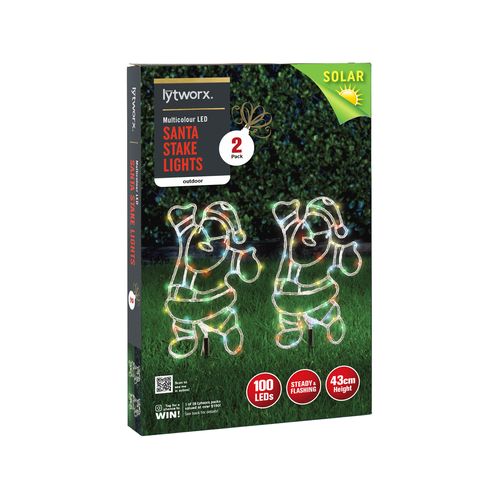 Lytworx Multicolour Solar Festive Santa Stake Lights - 2 Pack