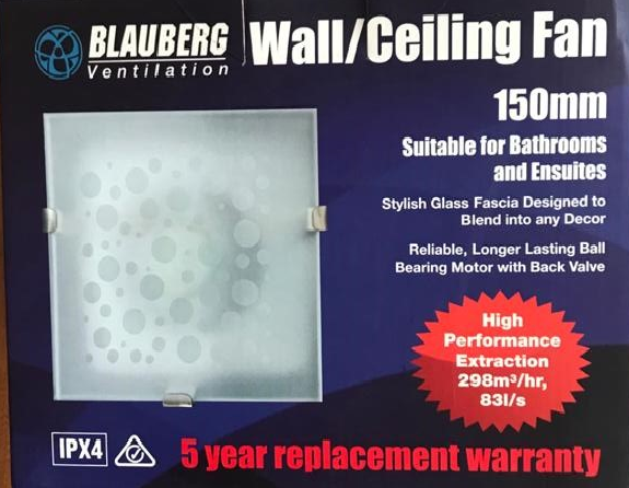 Blauberg Wall Fan Ventilation 150mm Bathroom Exhaust Extraction - TheITmart
