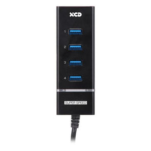 XCD Black 4 Port USB 3.0 Hub - XCDESSUSBH4BK /5Gbps Rate/ Size 105 x 38 x 24mm