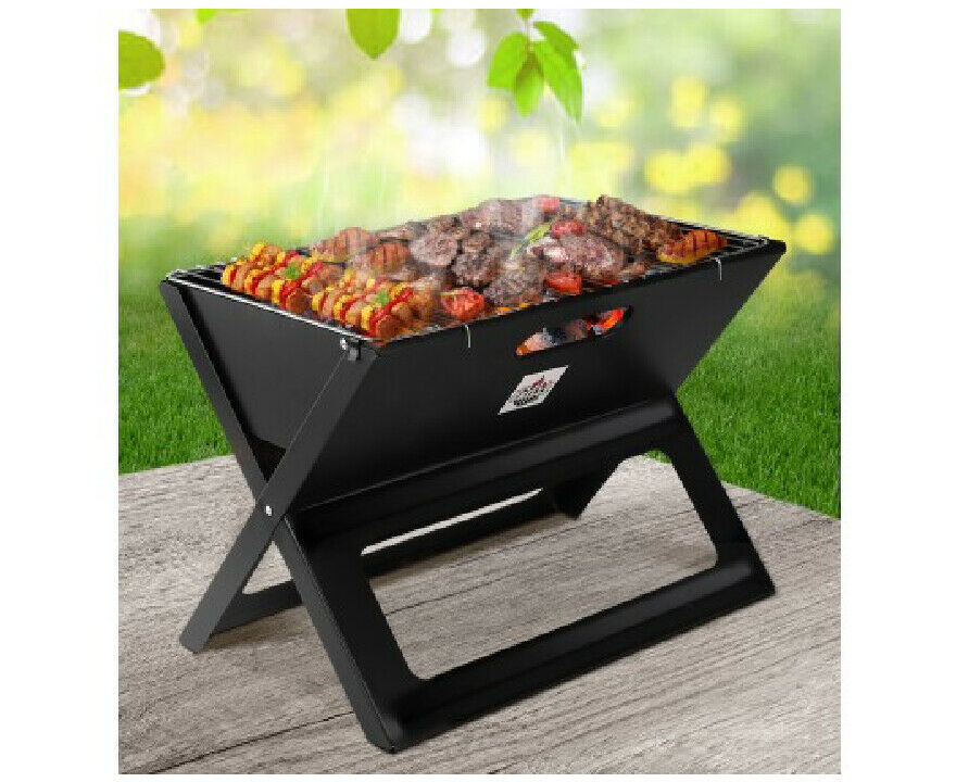 Grillz Notebook Portable Charcoal BBQ Grill/Heavy-duty Construction/Carry Handle - TheITmart