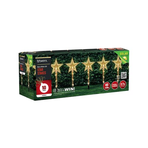 Lytworx 2.7m Warm White Solar Star Stakes - 10 Pack - TheITmart