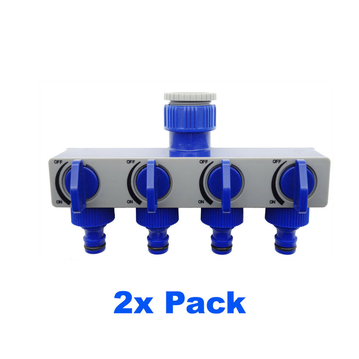 Aqua Systems 4 Way Tap Adaptor Outlet/ 3/4" & 1" Tap outlets/Hose Connector 2 Pk - TheITmart