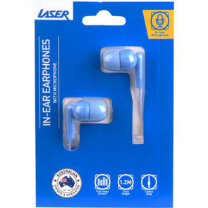 Laser Earbud Headphone/Silicon bud/3.5mm with Microphone for Apple/Android Blue - TheITmart