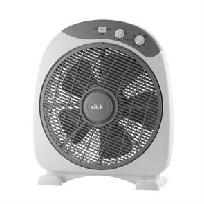 Click 30cm Box Fan with Timer/5 Blades/3 Speed/360 Rotating Grill/.Auto Turn off - TheITmart