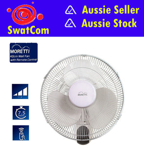 Moretti 40cm Wall Fan with Remote Control /3 Speed/ Line Radial Grill/ Timer - TheITmart