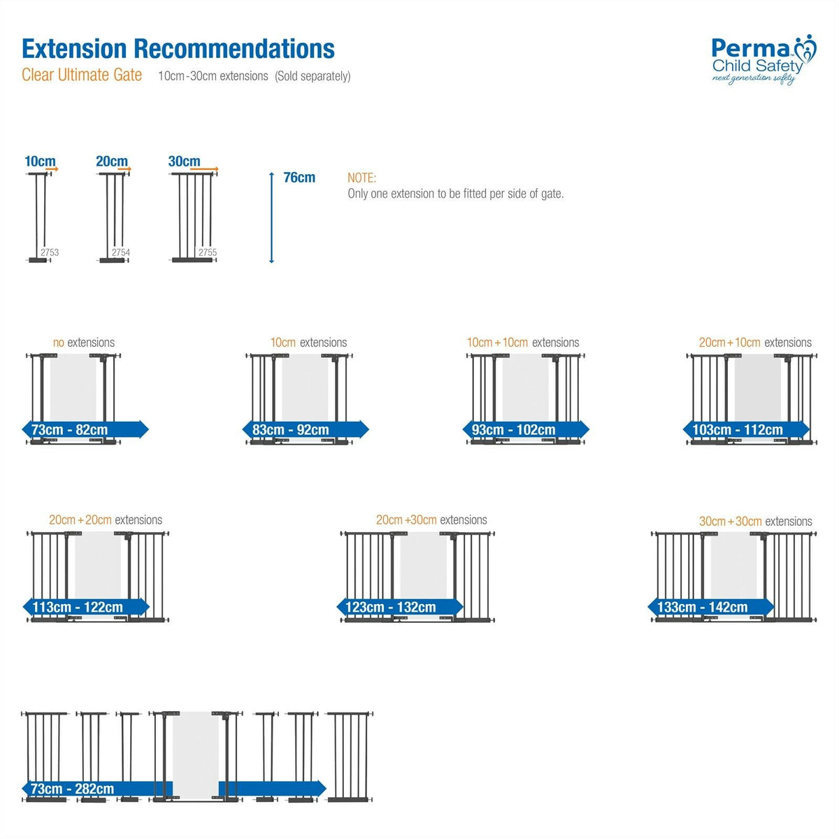 Perma Child Safety 20cm Warm Black Gate Extension For Stellar/Ultimate & Clear - TheITmart