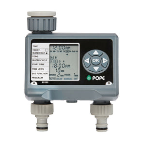 Pope Aquazone Duo Tap Timer/2 outlets/Calendar watering function/Eco soak functi - TheITmart