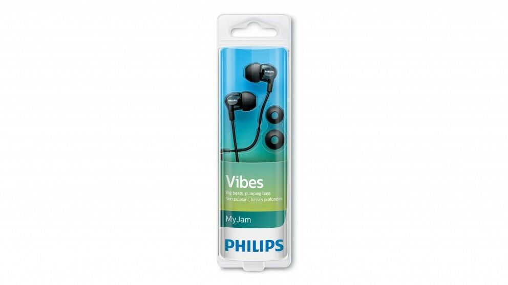2pack Philips MyJam In-Ear Headphones/3 sizes rubber ear caps/1.2m cable/3.5mm - TheITmart