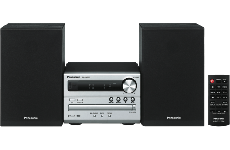 Panasonic SC-PM250GN-S Micro Hi-Fi Sound System/20W/Bluetooth/USB/CD/AM/FM Radio - TheITmart