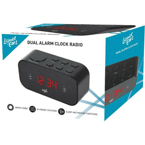 Liquid Ears Dual Alarm AM/FM Clock Radio/20 Presets Stations/Sleep and Snooze - TheITmart