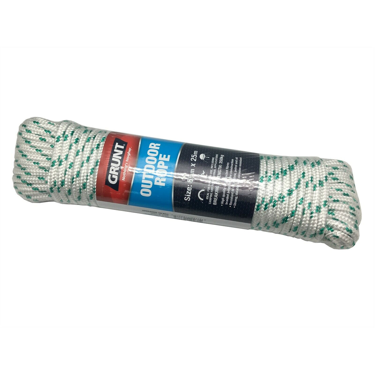 Grunt 6mm x 25m White And Green Outdoor Rope/Extra Strong for Safety/l ...