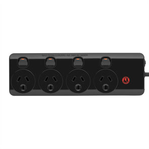 Arlec 4 Outlet Black Surge Protected Powerboard - TheITmart