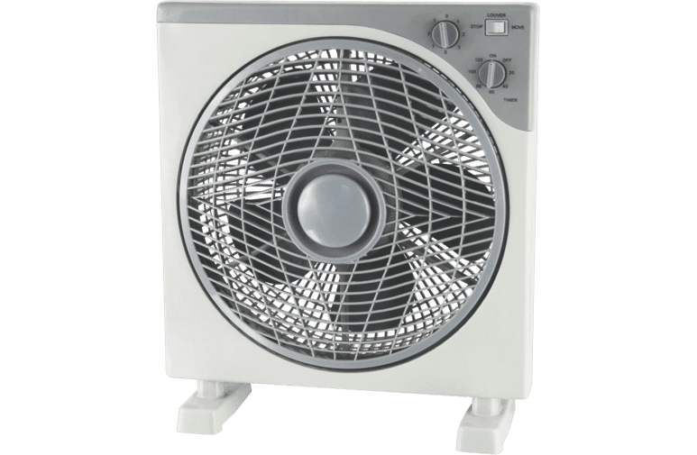 GVA 30cm Rotating Grill Box Fan 3 Speed/Timer/Power button/White/Grey - TheITmart