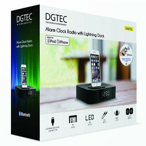 DGTEC Alarm Clock FM Radio with Lightning Dock LED Display/Bluetooth/AUX iPhone - TheITmart