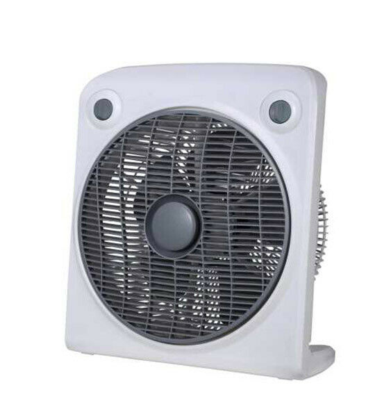 New Fenici 30cm FRTY30B Box Fan 3 Fan Speeds Rotating Grille 2 Hour Timer White - TheITmart