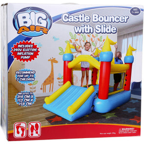 Big Air Bouncing Castle Bouncer with Slide/Netted Walls/Electric Inflation Pump - TheITmart