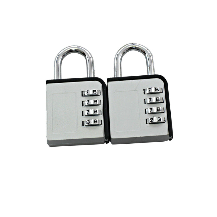 Syneco 2 Piece Combination Padlock Set/Wide Solid Metal Body/Chrome Plated - TheITmart