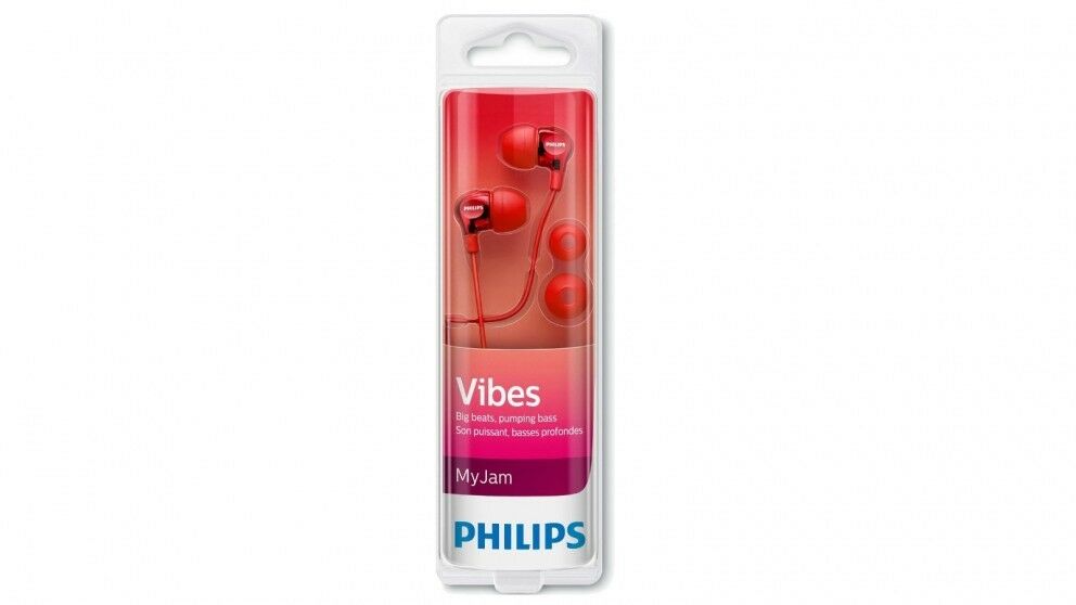 2pack Philips MyJam In-Ear Headphones/3 sizes rubber ear caps/1.2m cable/3.5mm - TheITmart