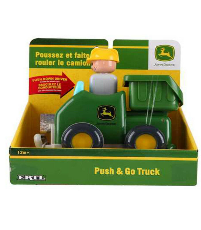 John Deere Push & Go Truck/Pick up Truck/Box Tilts/Dumps/Push Down On Driver - TheITmart