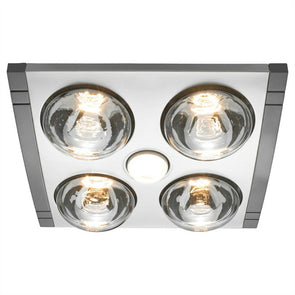 Heller 4 x 275W LED Silver Mason 3 in1 Bathroom Heater/Exhaust Fan/6W LED Light - TheITmart