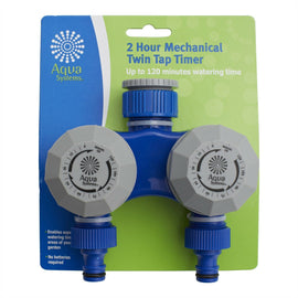 Aqua Systems 2 Hour Dual Outlet Mechanical Tap Timer/120min of Watering Time - TheITmart